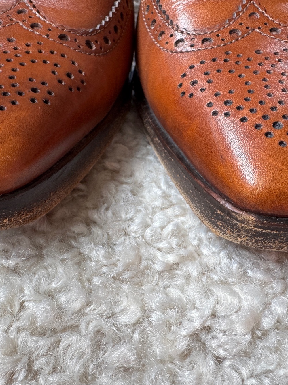 Ralph Lauren burnished tan wingtip heels shoes - Picture 6 of 13